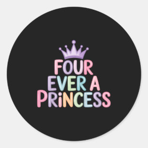 Sticker Rond Quatre pour une princesse anniversaire 4 ans fille