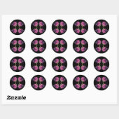 Sticker Rond Quatre roses roses (Feuille)