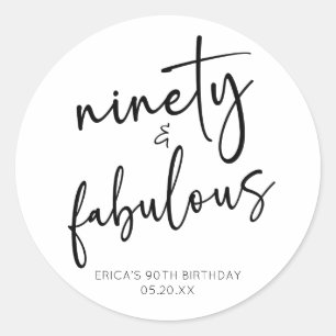 Sticker Rond Quatre-vingt-dix et fabuleux Minimal 90e anniversa