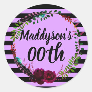 Sticker Rond Quatre-vingt-dix-neuvième floral des femmes le