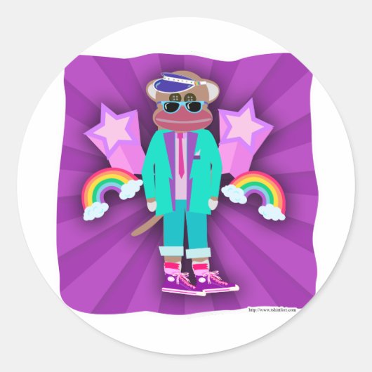 Sticker Rond Quatre-Vingt-Dix Singe De Choc (Devant)