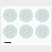 Sticker Rond Quatrefoil bleu et blanc (Feuille)