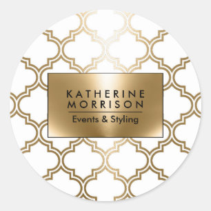 Sticker Rond Quatrefoil géométrique doré