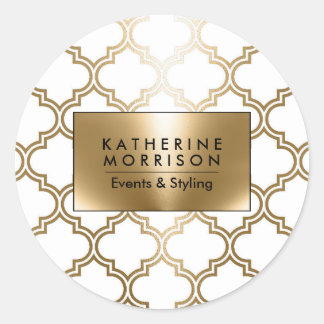 Sticker Rond Quatrefoil géométrique doré