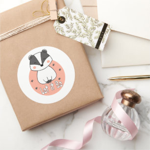 Sticker Rond Que ce soit Kawaii drôle raccoon souriant blanc ro