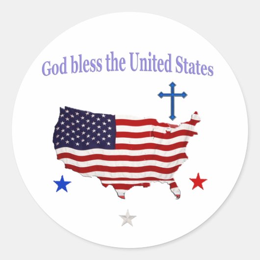Sticker Rond Que Dieu bénisse les États-Unis (Devant)
