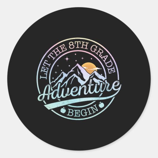 Sticker Rond Que l'aventure de 8e année commence Retro Premier (Devant)