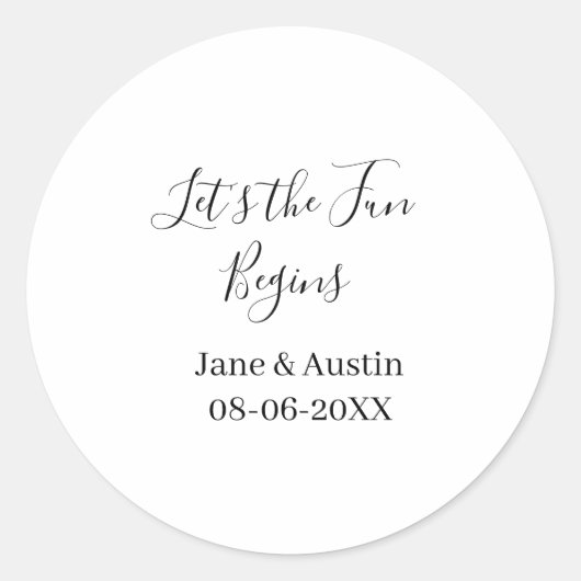 Sticker Rond que le plaisir commence nom couple date simpl (Devant)