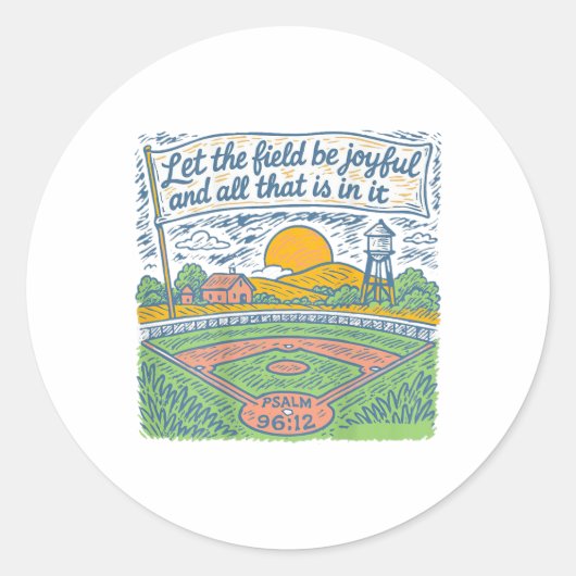 Sticker Rond Que Le Terrain Soit Joyeux Funny Baseball Jour ( (Devant)