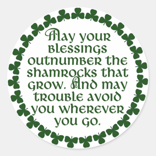 Sticker Rond Que vos bénédictions dépassent le nombre des shamr (Devant)