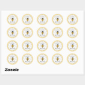 Sticker Rond Queen Bee Bonne fête d'anniversaire Favoriser (Feuille)