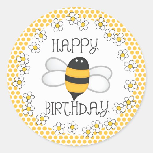 Sticker Rond Queen Bee Bonne fête d'anniversaire Favoriser (Devant)