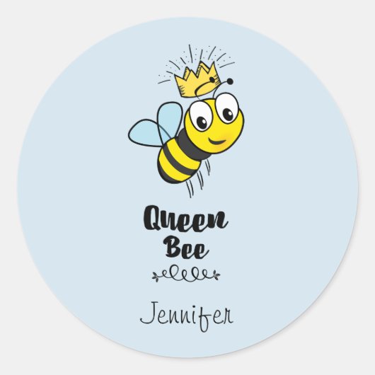 Sticker Rond Queen Bee mignonne Bumble Bee avec couronne Person (Devant)