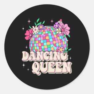 Sticker Rond Queen Danse Chemise Rétro Danse Maman les années 7