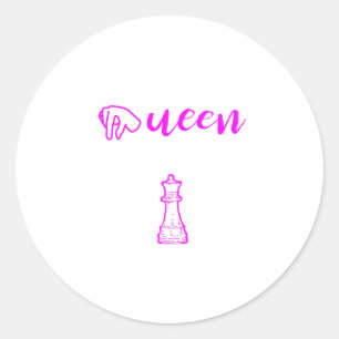 Sticker Rond Queen - La pièce la plus puissante aux échecs