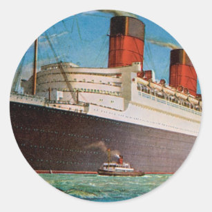 Sticker Rond Queen Mary de la ligne blanche d'étoile de Cunard