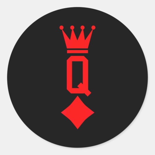 Sticker Rond Queen Of Diamonds Playing Card Halloween Costume (Devant)