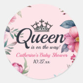 Sticker Rond Queen Of Hearts Baby shower rose (Devant)