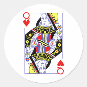 Sticker Rond Queen Of Hearts Deck De Cartes Jouer Cartes Hallow