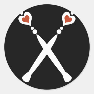 Sticker Rond Queen of Hearts Scepters