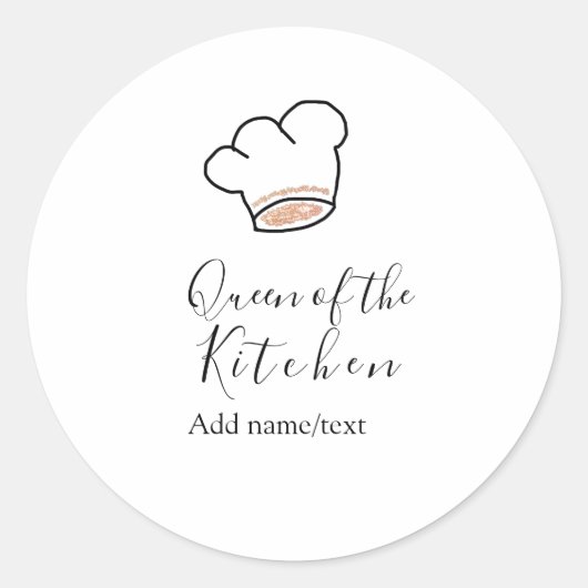Sticker Rond Queen of the kitchen chef cooking add name crown  (Devant)
