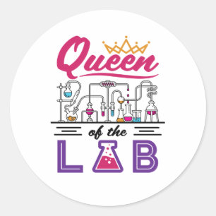 Sticker Rond Queen of the Lab Laborician Technician Scientist