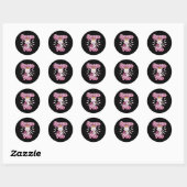 Sticker Rond Queen Pin Women's Girls Bowling Cat (Feuille)