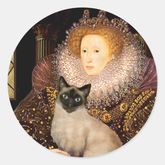 Sticker Rond Queen Seal Point Chat siamois (Devant)