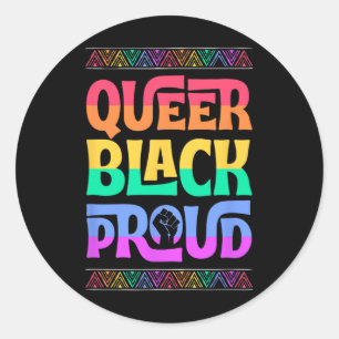 Sticker Rond Queer Black Fier Junetdix Gay pride Blm Poing Pr