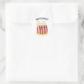 Sticker Rond Quel est Poppin Funny Popcorn Pun (Sac)