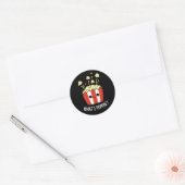 Sticker Rond Quel est Poppin Funny Popcorn Pun Dark BG (Enveloppe)