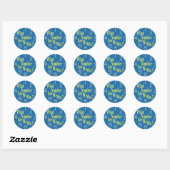 Sticker Rond quel nombre sommes-nous en bleu avec des chiffres (Feuille)