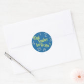 Sticker Rond quel nombre sommes-nous en bleu avec des chiffres (Enveloppe)
