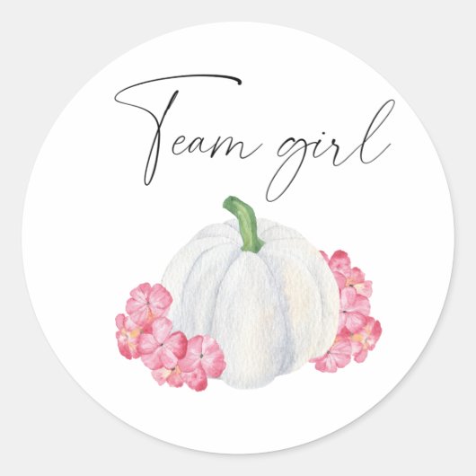 Sticker Rond Quel sera le bébé de l'équipe fille citrouille (Devant)