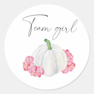 Sticker Rond Quel sera le bébé de l'équipe fille citrouille