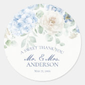 Sticker Rond Quelque chose Blue Floral Hydrangea Mariage Cercle (Devant)
