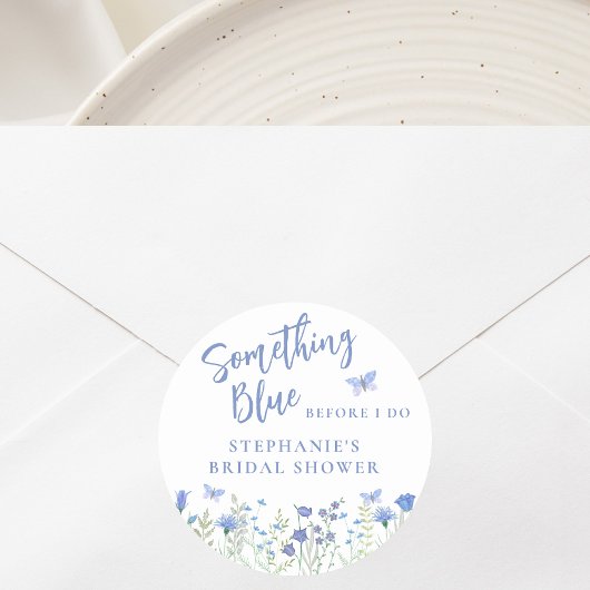 Sticker Rond Quelque chose de bleu avant de faire Fête des mari