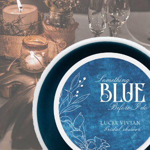 Sticker Rond Quelque chose de bleu avant de faire Floral blanc