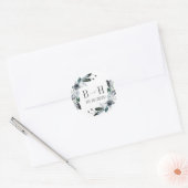 Sticker Rond Quelque chose de bleu | Boho Chic Mariage Monogram (Enveloppe)