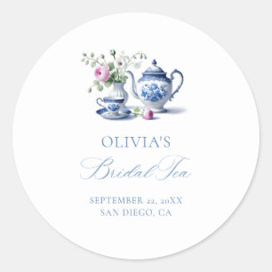 Sticker Rond Quelque chose de bleu Chinoiserie Flora Bridal Tea
