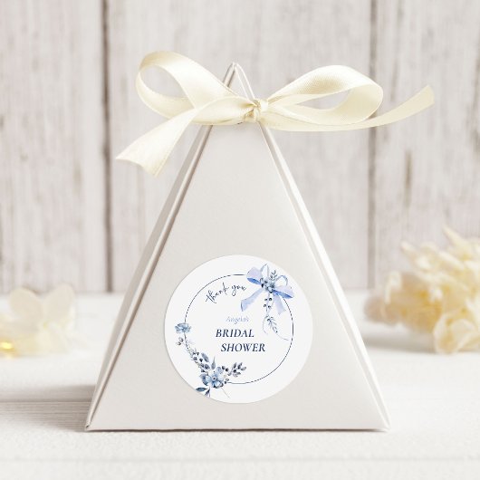 Sticker Rond Quelque Chose de Bleu Fleurs Ruban Arche Fête de M