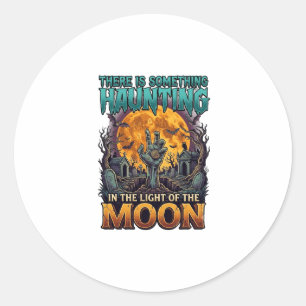 Sticker Rond Quelque chose hantant lune Halloween Zombie Main G