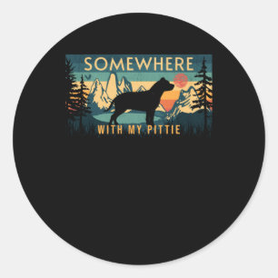 Sticker Rond Quelque Part Avec Mon Pittie Vintage Randonnée Cam