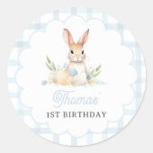 Sticker Rond Quelques Bunny Pastel Printemps Bunny Bleu Anniver (Devant)