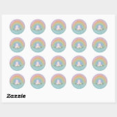 Sticker Rond Quelques Merci de Baby shower en arc-en-ciel Bunny (Feuille)