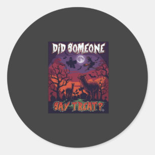 Sticker Rond Quelqu'un a dit friandise Halloween Lama Sorcière