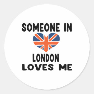 Sticker Rond Quelqu'un à Londres m'aime Angleterre Drapeau brit