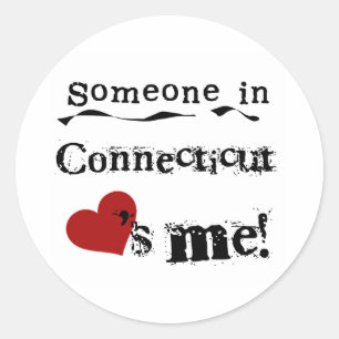 Sticker Rond Quelqu'Un Au Connecticut M'Aime
