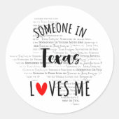 Sticker Rond Quelqu'Un Au Texas M'Aime (Devant)