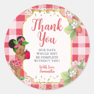 Sticker Rond Quelqu'un Berry Sweet Strawberry Girl Merci